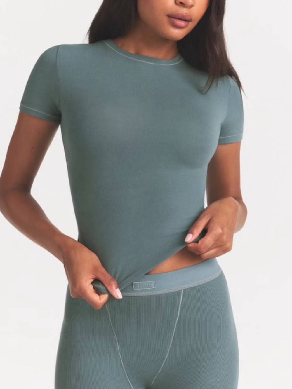 SKIMS Cotton Jersey Fitted Crew Neck T-Shirt Kyanite